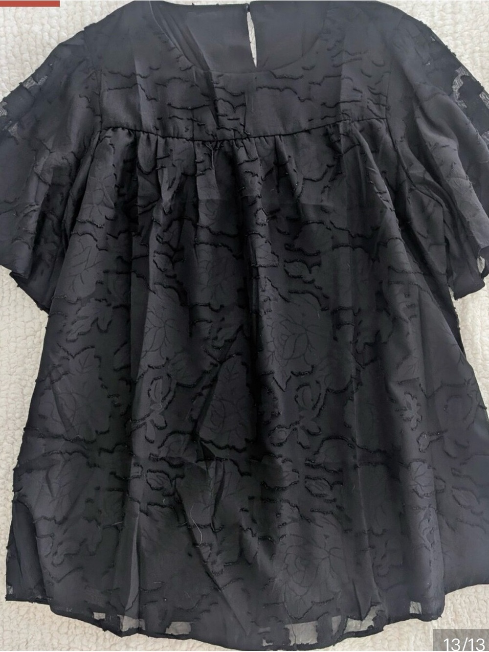 Women's Black Burnout Short Sleeve Top - Picture 12 of 13